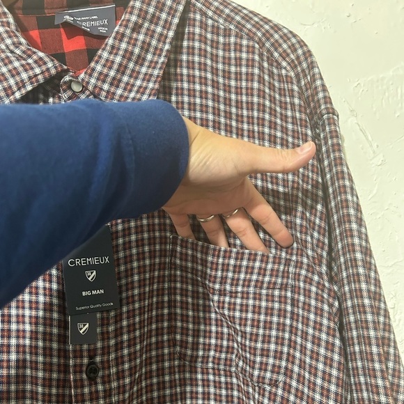 Cremieux Classic Fit Buffalo Plaid Reversible Long Sleeve Woven Shirt Sz 3XT - Picture 16 of 16